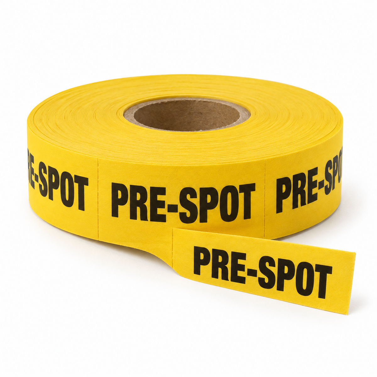 PRE-SPOT printed laundry instruction tape in yellow — product illustration