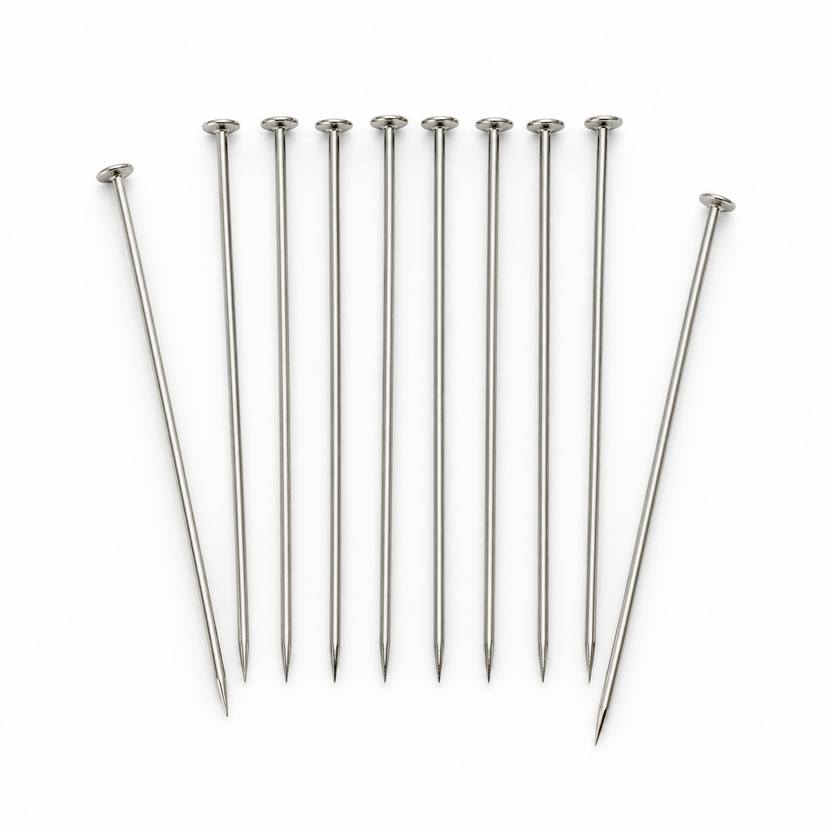 Nickel-plated straight dressmaking pins — product illustration