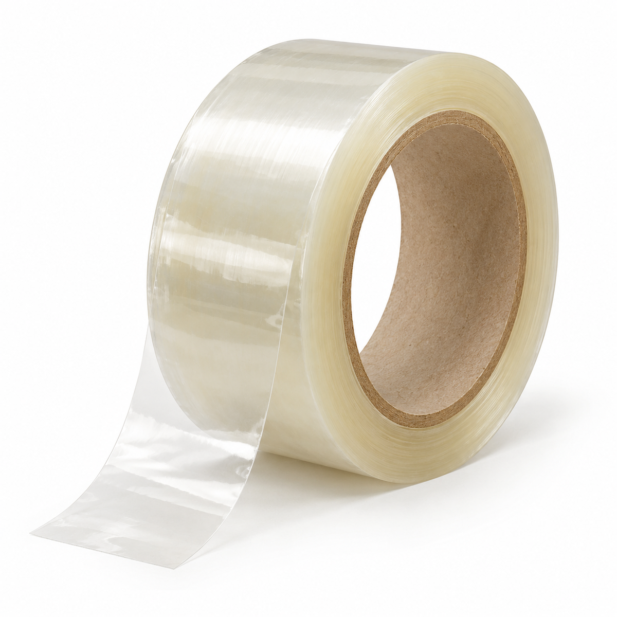 Clear packaging tape roll with a cardboard core — product illustration