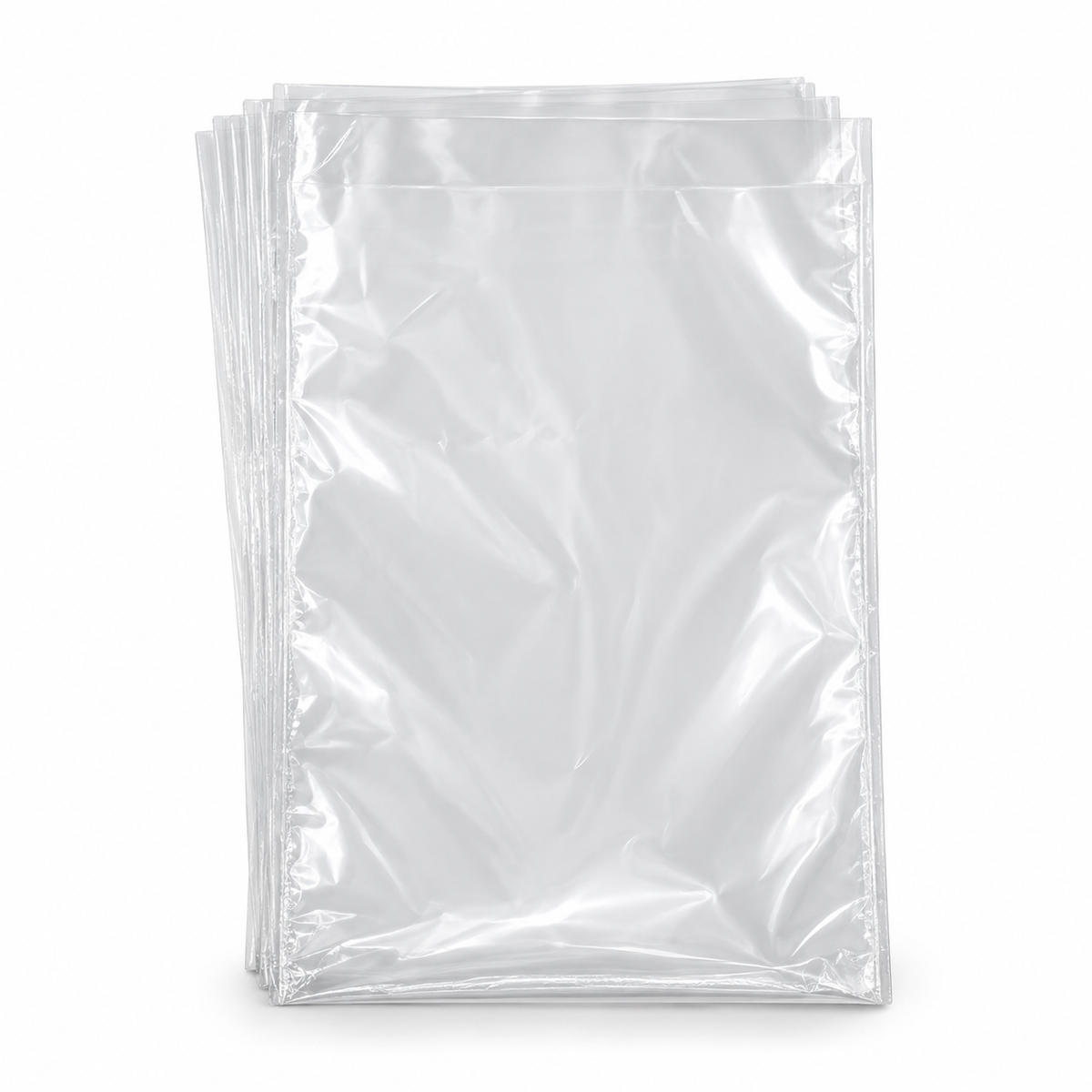 Clear flat polythene packaging bags — product illustration