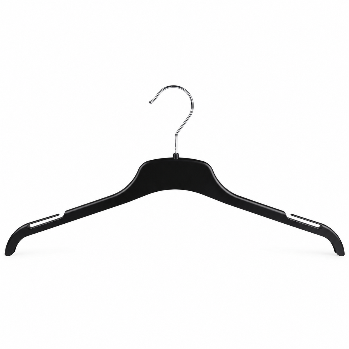 EC43 black plastic blouse hanger — product illustration