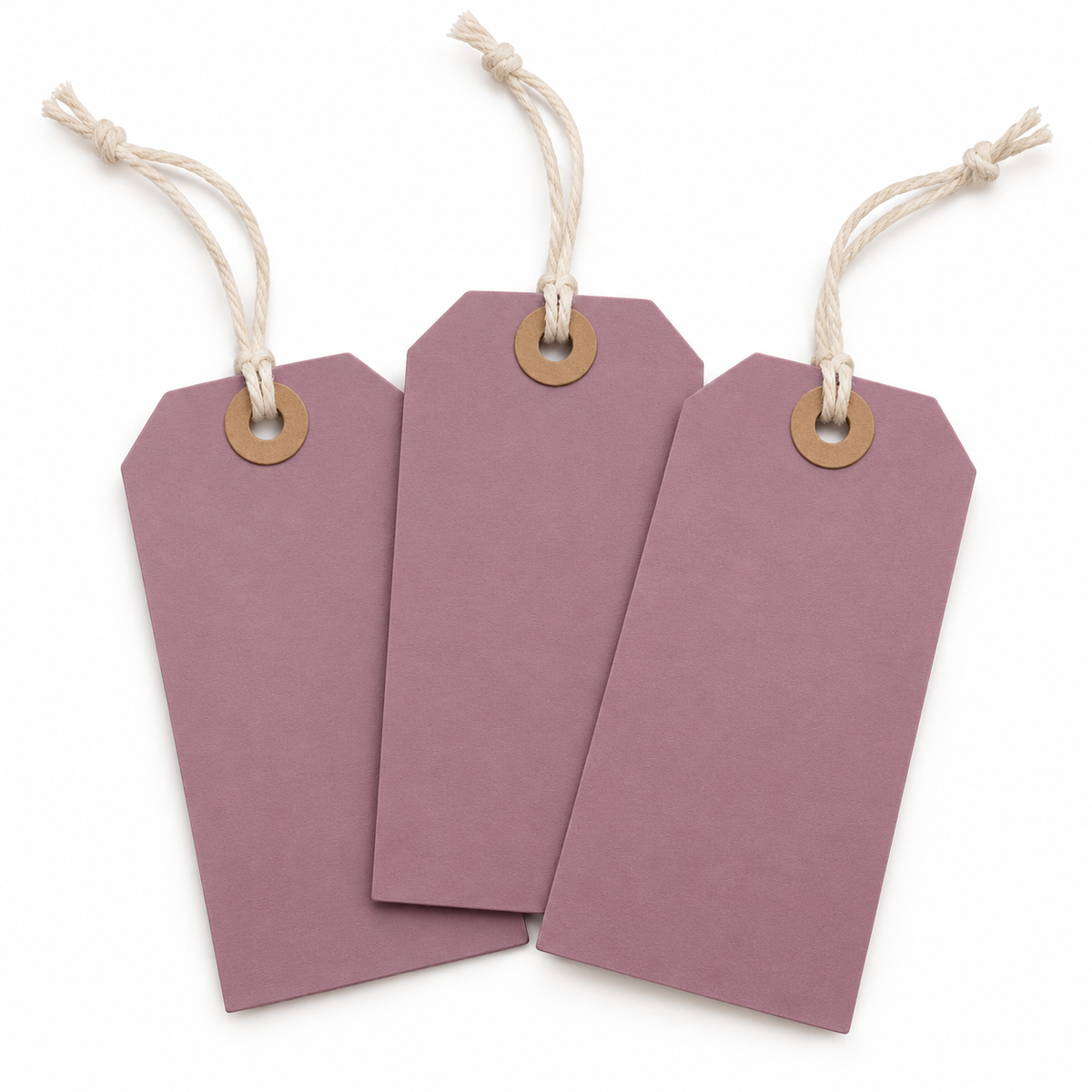 mauve strung washered hamper tags — product illustration