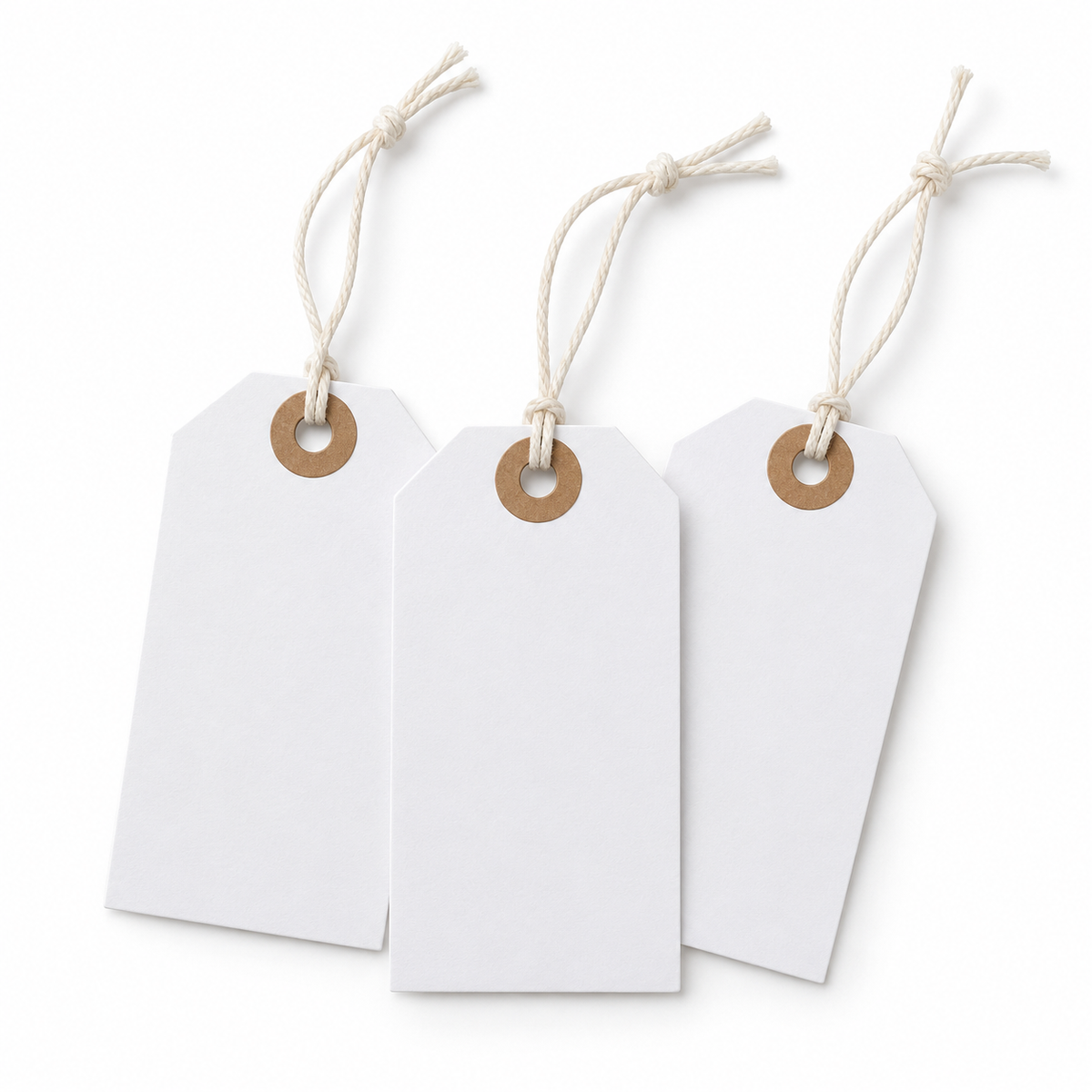 white strung washered hamper tags — product illustration