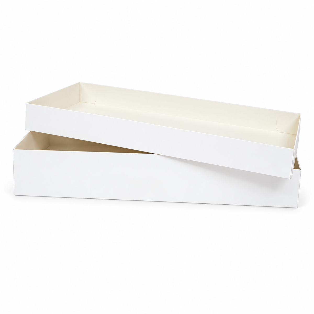 White laundry box and lid, 2-inch depth — product illustration