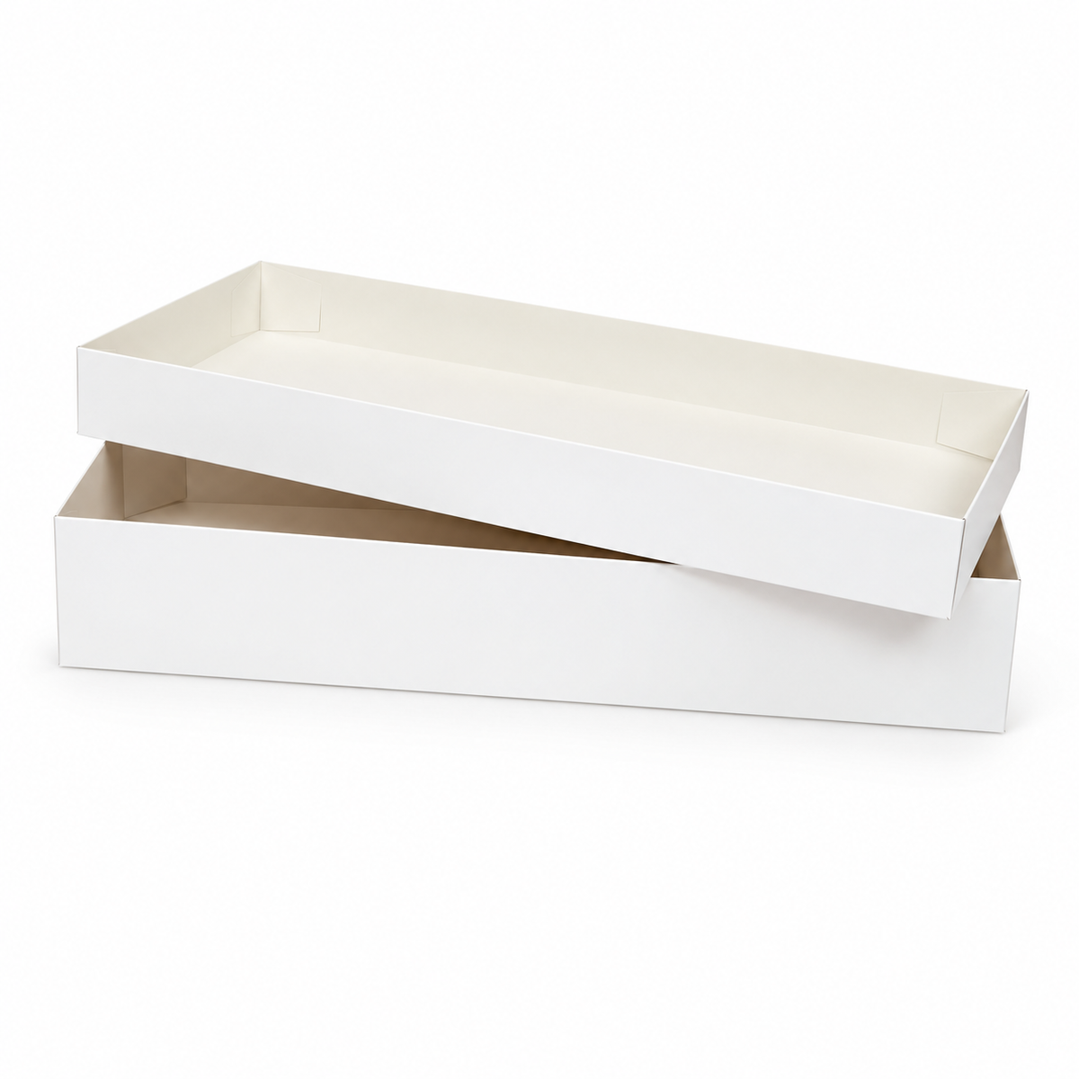 White laundry box and lid, 4-inch depth — product illustration