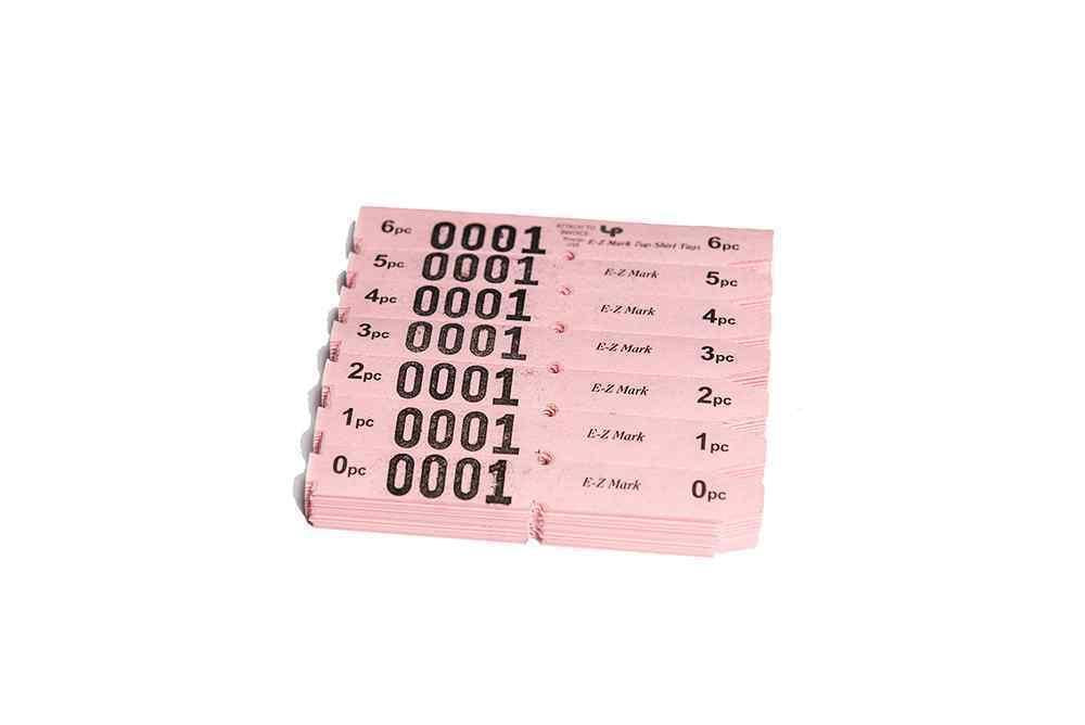 Pink seven-up shirt identification tags