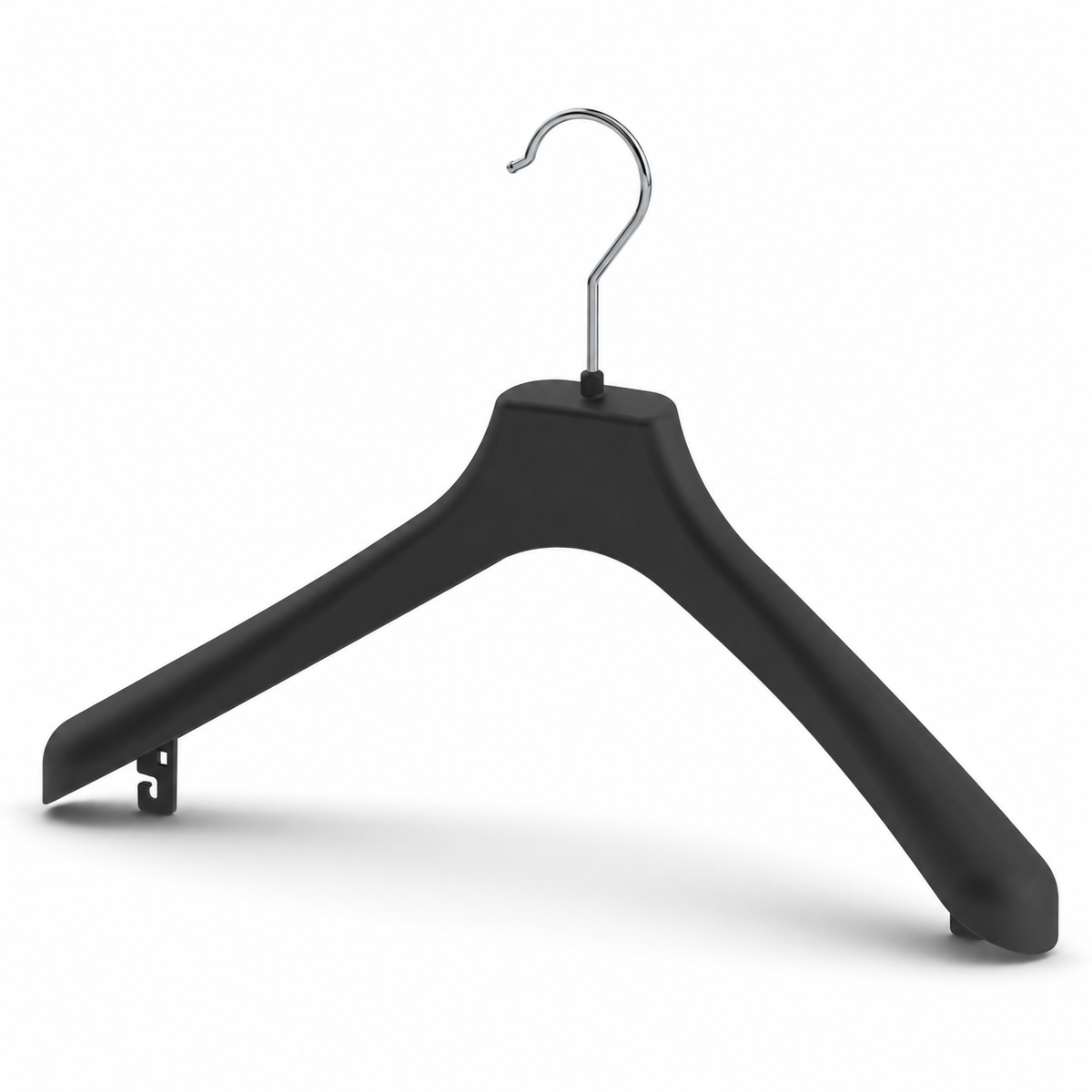 SA42 black plastic jacket hanger with underhooks — product illustration