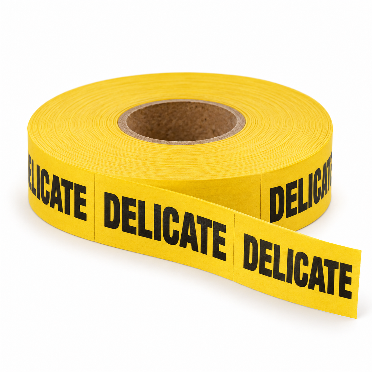 DELICATE printed laundry instruction tape in yellow — product illustration