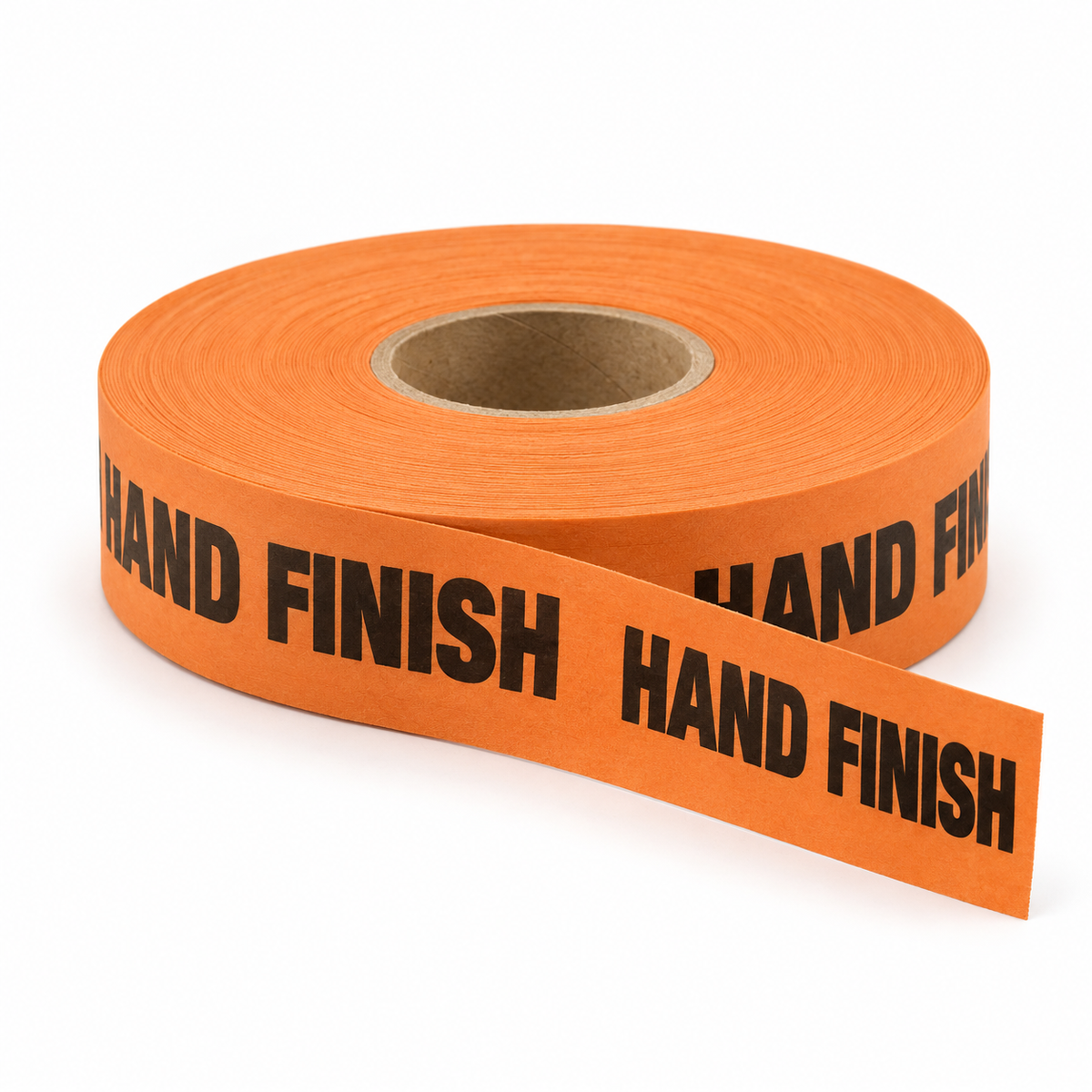 HAND FINISH printed laundry instruction tape in orange — product illustration