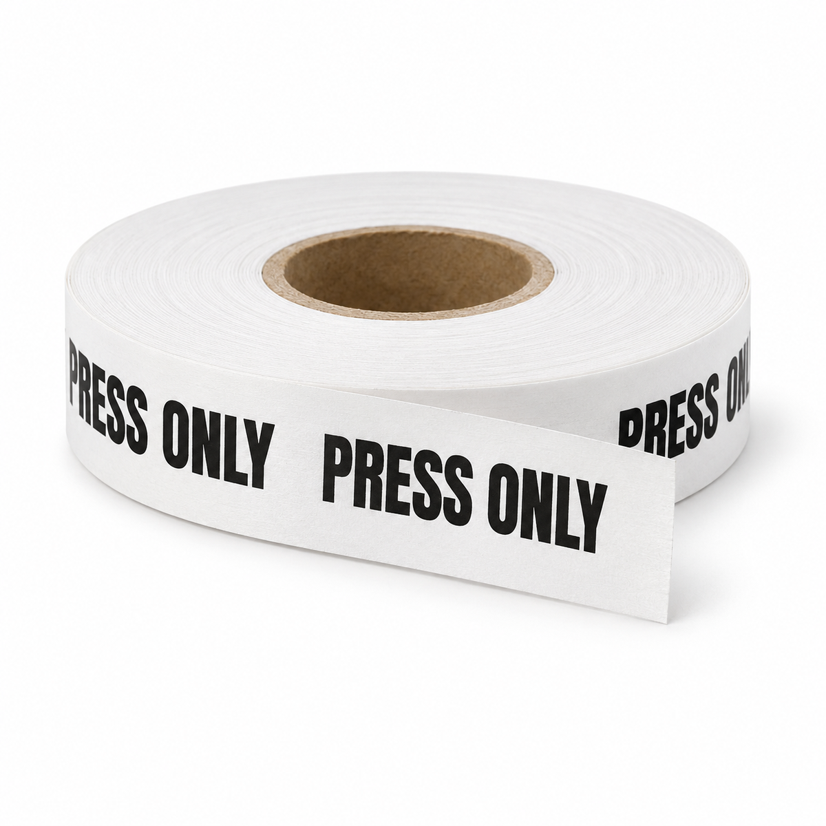PRESS ONLY printed laundry instruction tape in white — product illustration