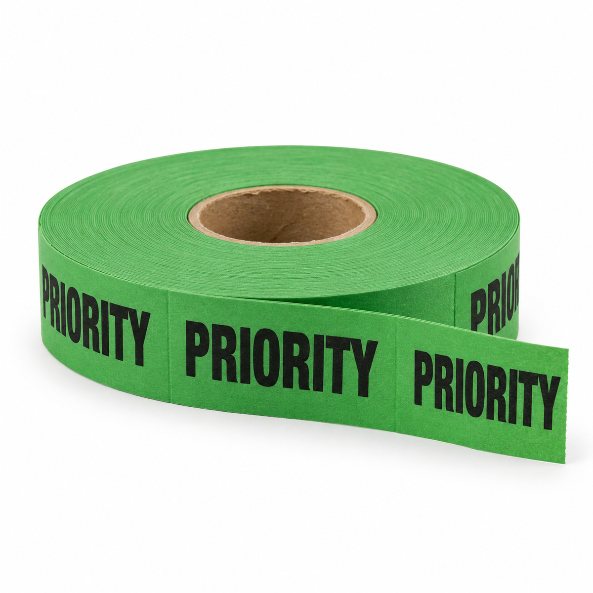 PRIORITY printed laundry instruction tape in green — product illustration
