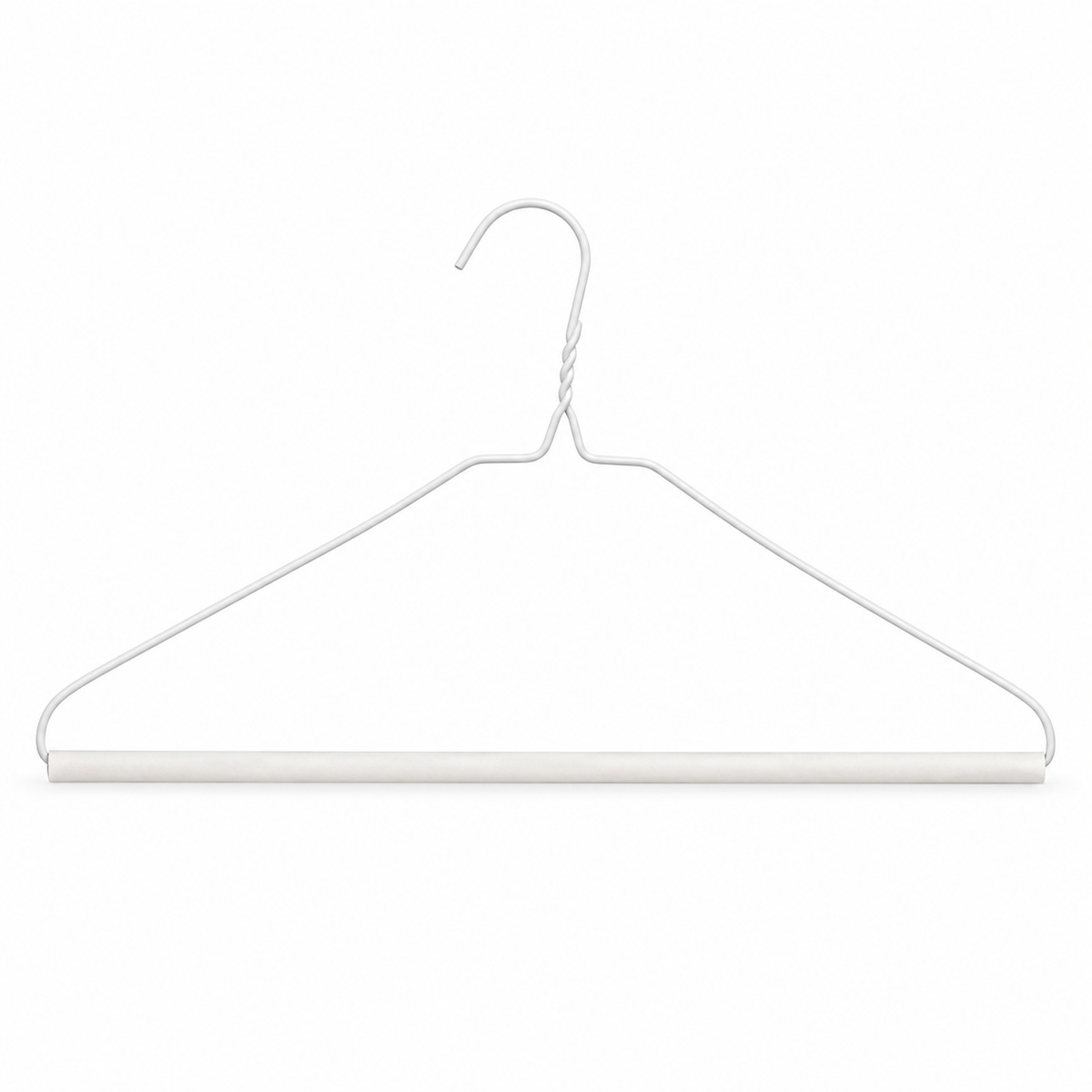 White wire hanger with non-slip trouser strut — product illustration