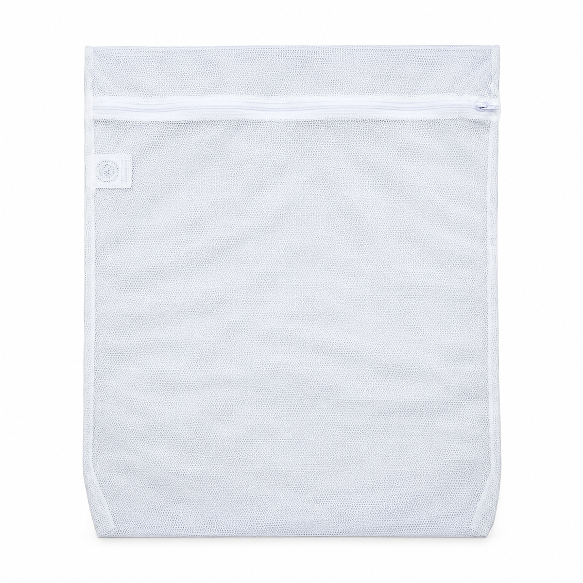 White zipped mesh laundry bag 24 × 30 inches — product illustration
