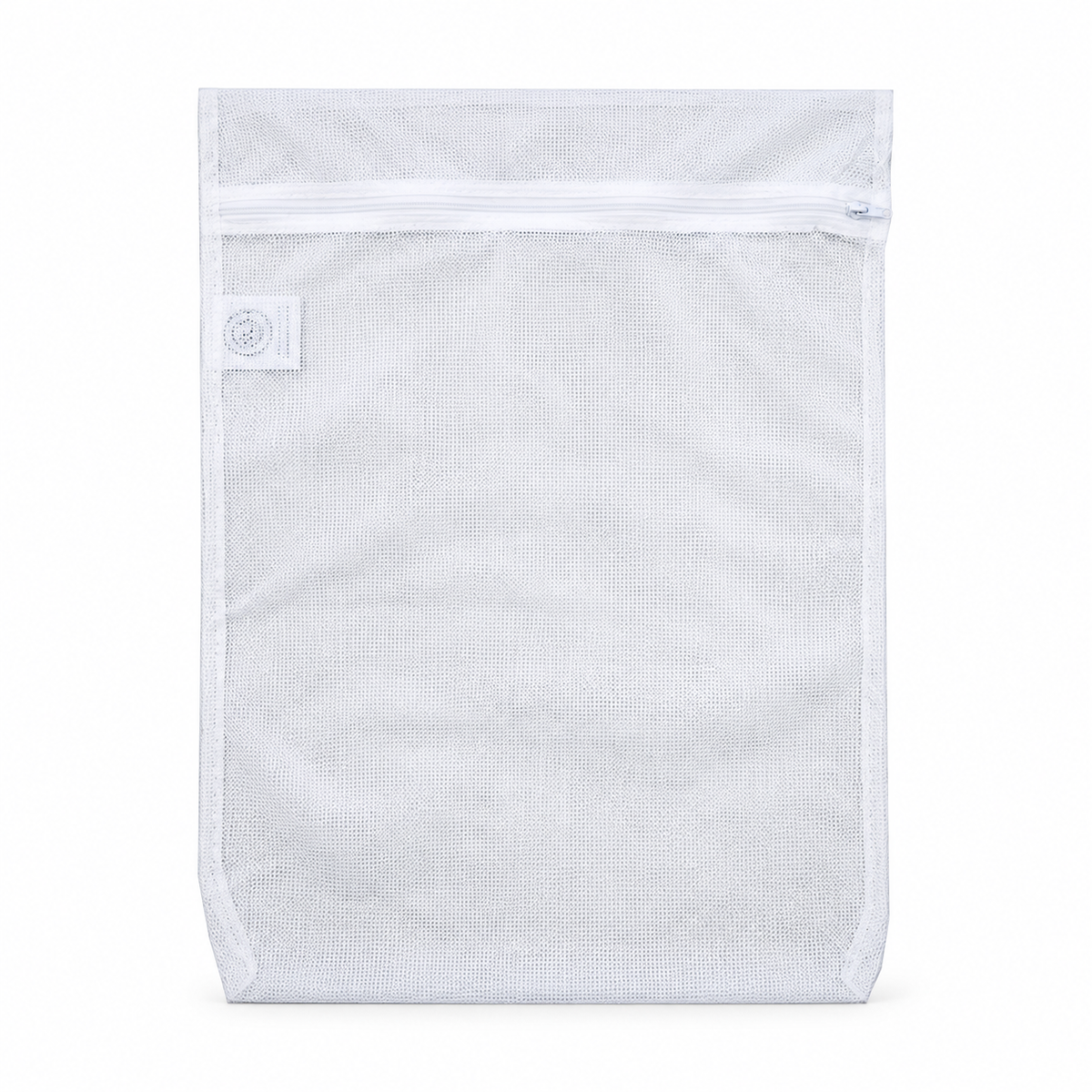 White zipped mesh laundry bag 18 × 24 inches — product illustration