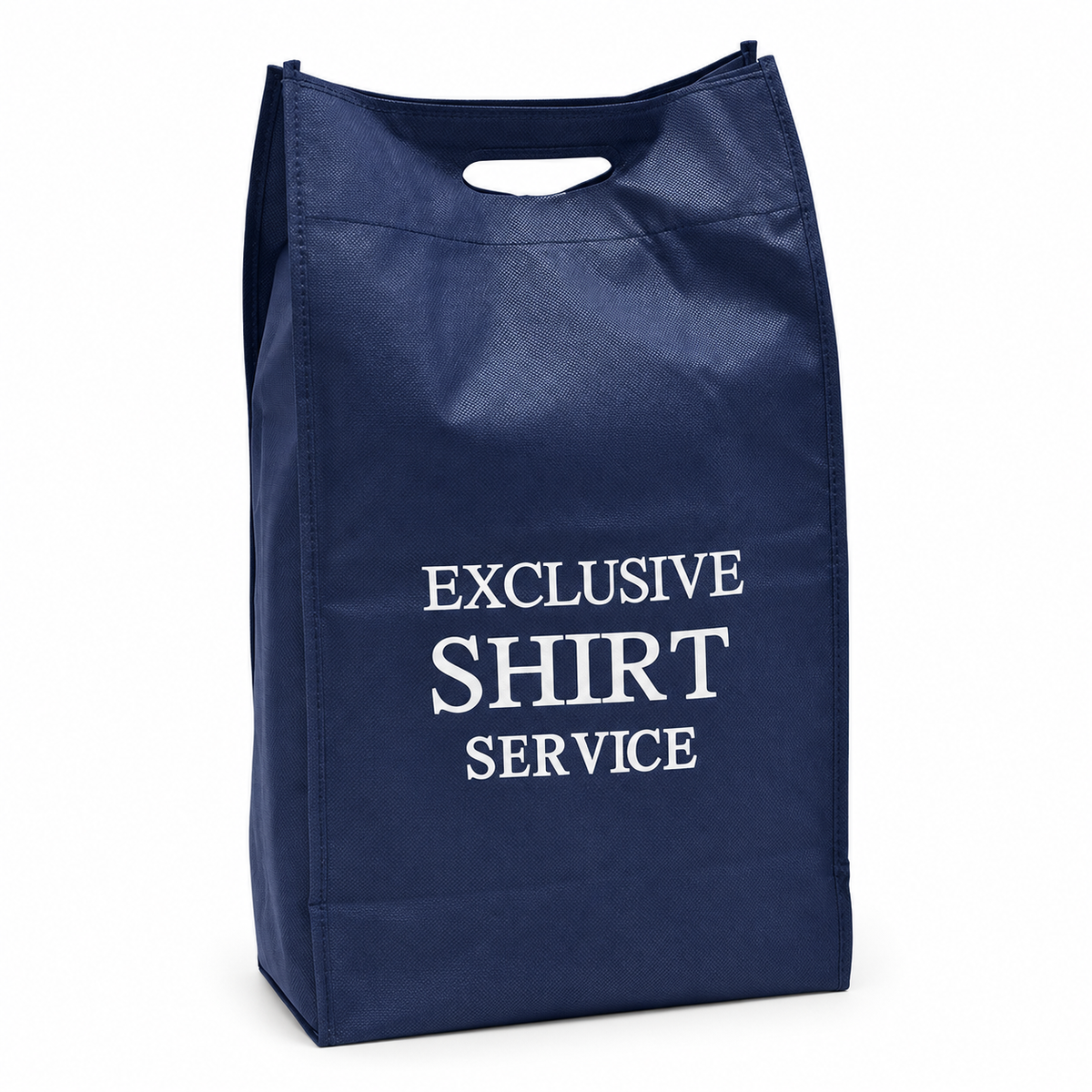 Navy non-woven shirt carrier bag — product illustration