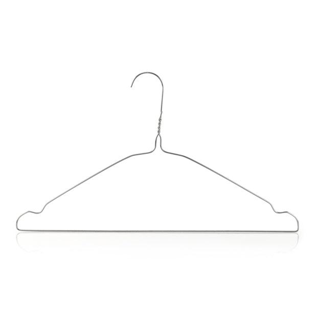 Notched Silver Wire Metal Coat Hanger 13G