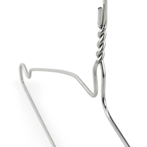 Notched Silver Wire Metal Coat Hanger 13G