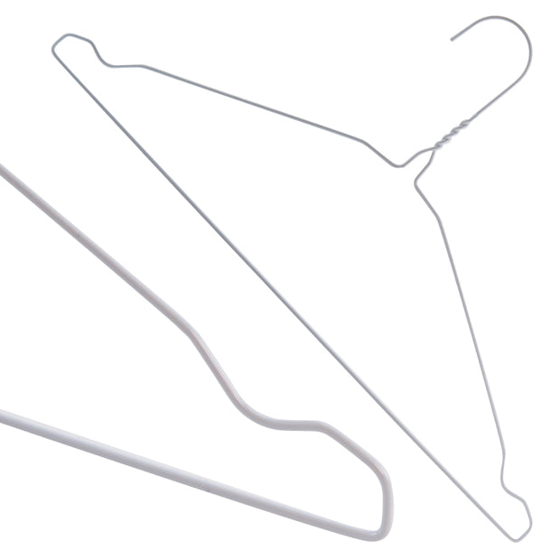 Notched White Wire Metal Coat Hanger 13G
