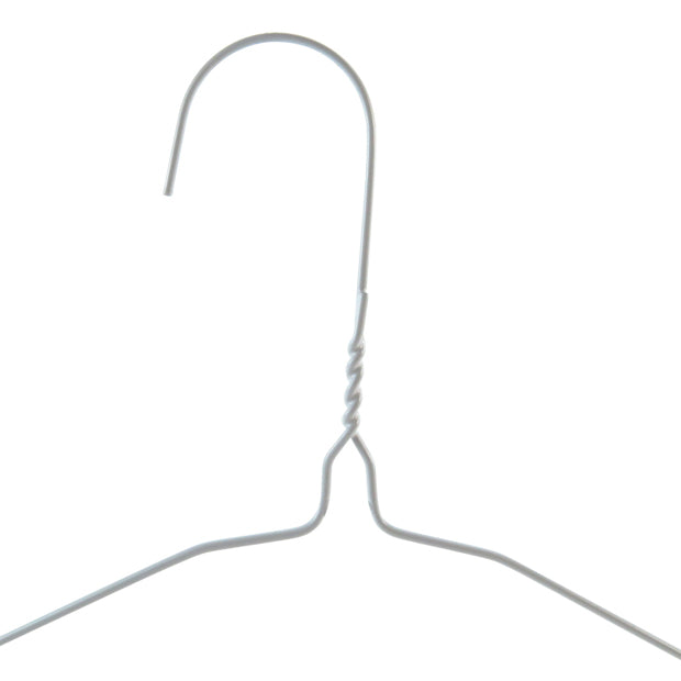 Notched White Wire Metal Coat Hanger 13G