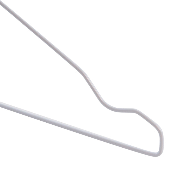 Notched White Wire Metal Coat Hanger 13G